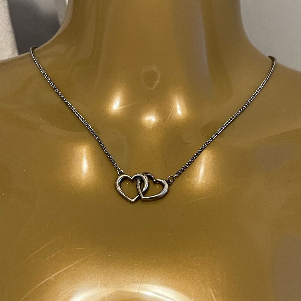Silver James Avery double heart necklace